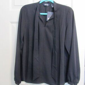 Lands End Keyhole Blouse - Navy Blue - Women's Size 12